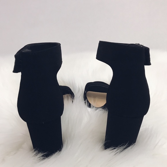 Black Chunky Ankle Strap Sandal Heels - Picture 4 of 6